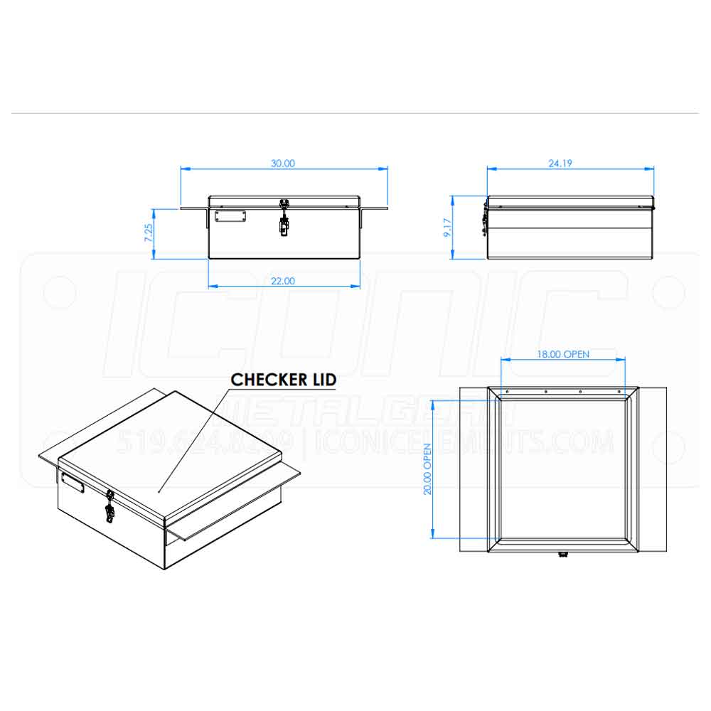 22"W x 9"H x 24"D Inframe Tool Box