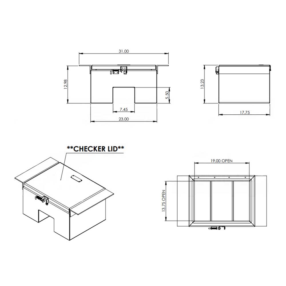 23"W x 13"H x 18"D Inframe Tool Box with Notch