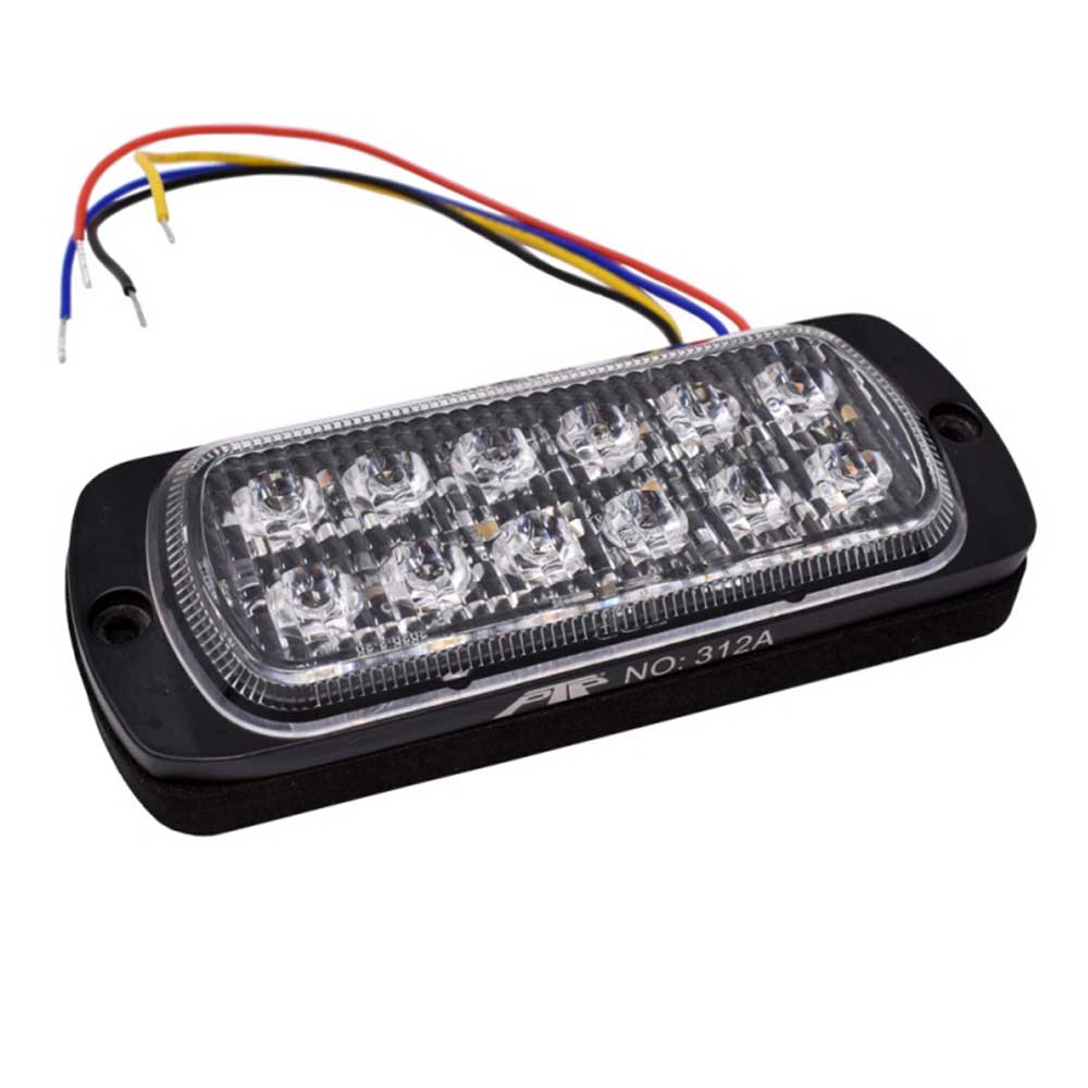 4-1/2" Double Row 12 LED Amber Warning and Strobe Light With 19 Flash Patterns Surface Mount