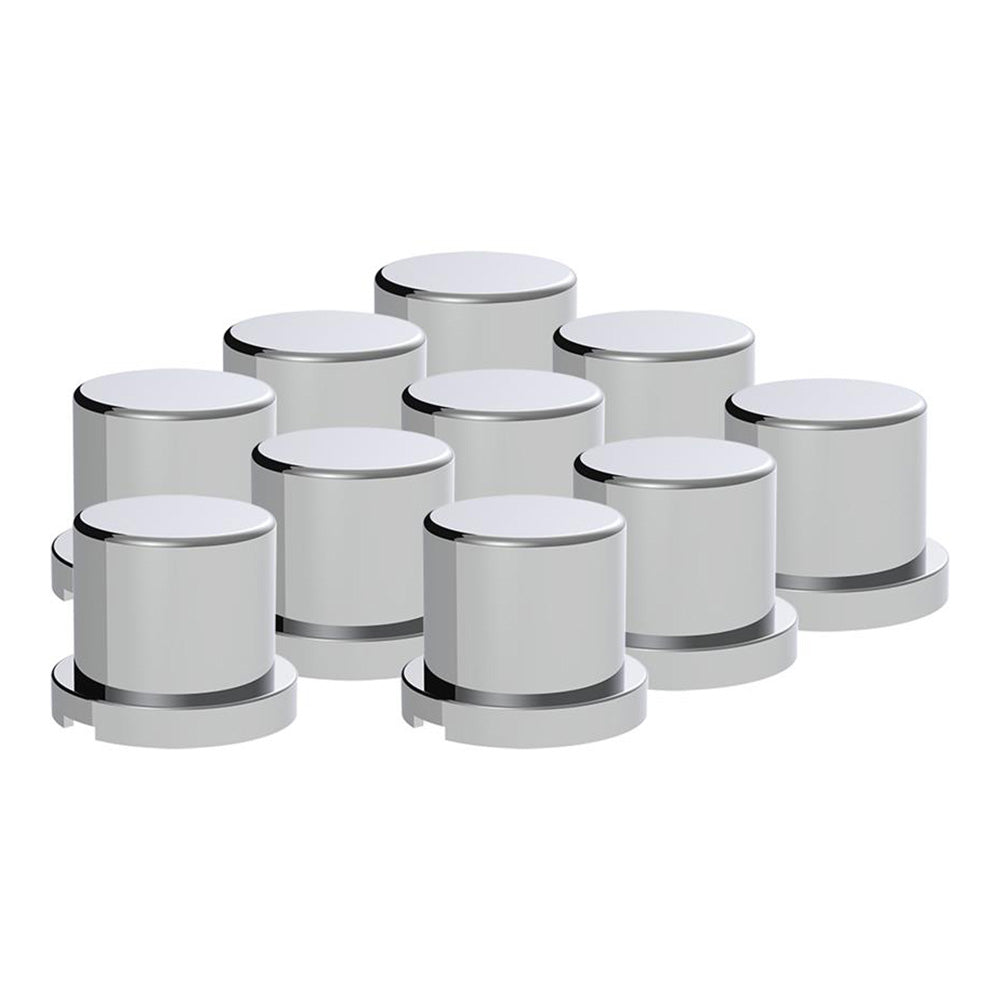 15/16" x 1-3/16" Chrome Push-On Flat Top Nut Covers - 10 Pack