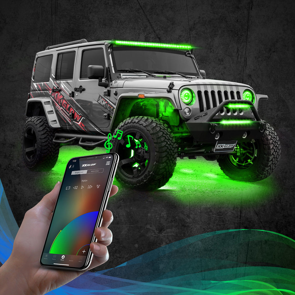 XK GLOW 8-Piece App Controlled Multi Color Rock Light Under Glow Set