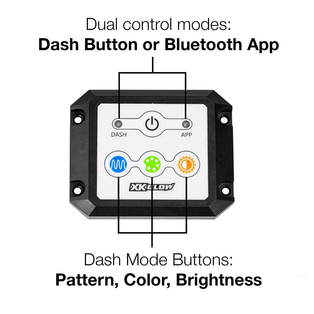 XK GLOW 8-Piece Multi Color Rock Light Under Glow Set with Dash Mount Pad Controller