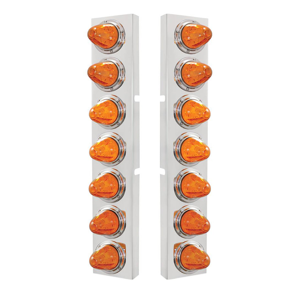 Kenworth SS Front Air Cleaner Bracket with Amber LED Watermelon Lights & Bezels