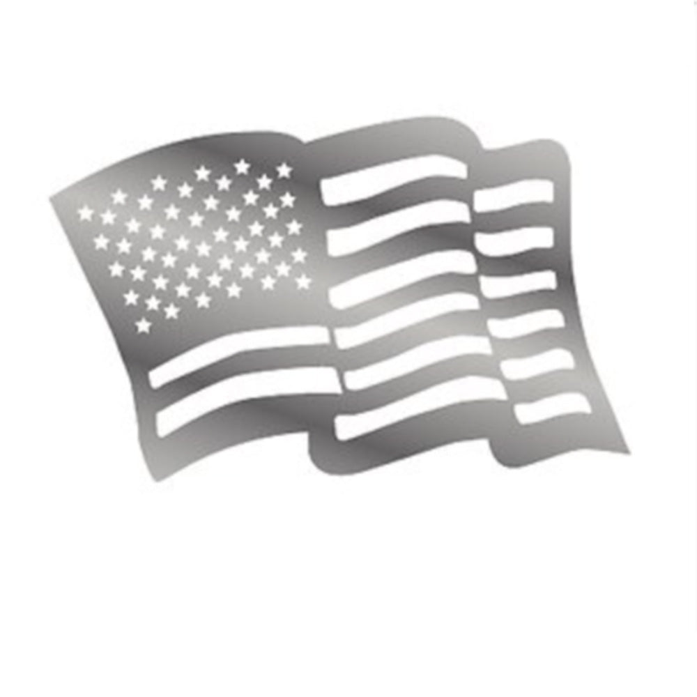 12" Waving American Flag Stainless Steel Decal