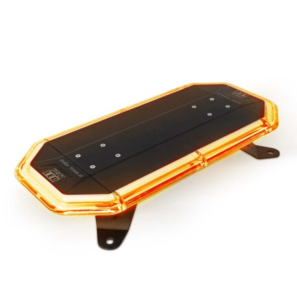 18" Stellar Vision Low Profile Amber LED Warning Light Bar With 19 Flash Patterns