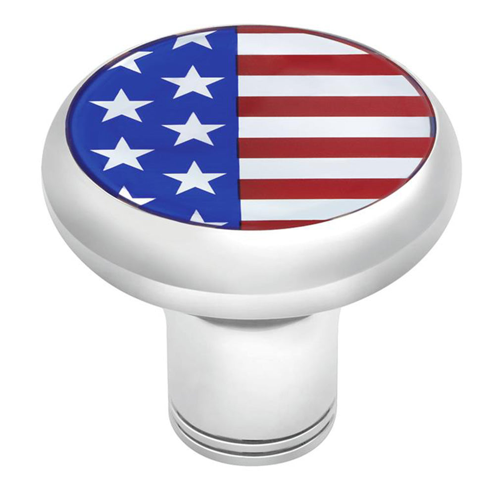 US Flag Sticker on Chrome Gearshift Knob - 1/2"-13 Thread-On
