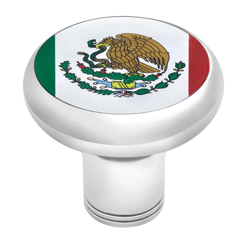 Mexico Flag Sticker on Chrome Gearshift Knob - 1/2"-13 Thread-On