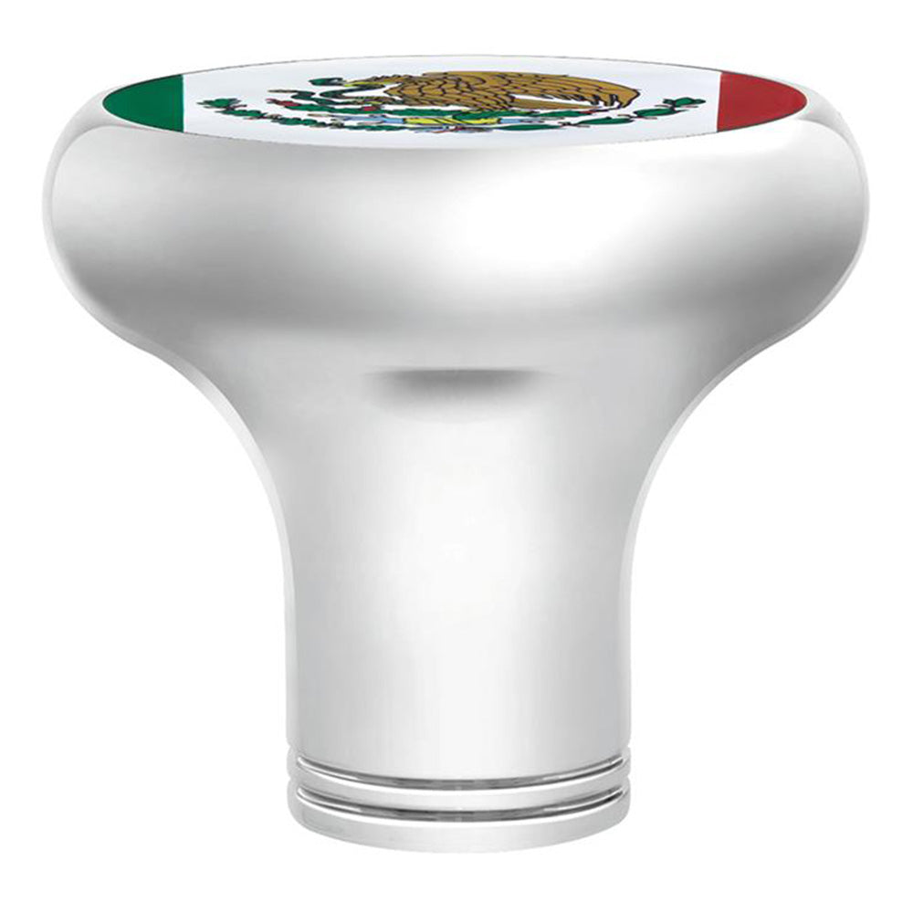 Mexico Flag Sticker on Chrome Gearshift Knob - 1/2"-13 Thread-On
