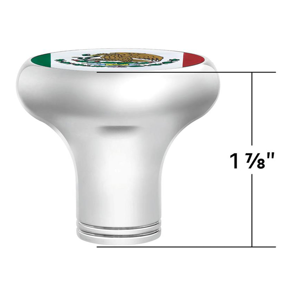 Mexico Flag Sticker on Chrome Gearshift Knob - 1/2"-13 Thread-On