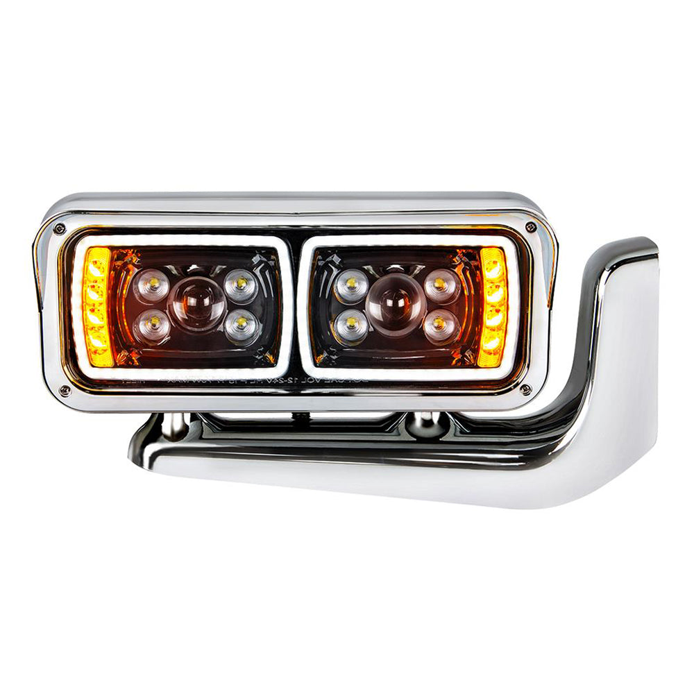 Peterbilt 359, 379, 389 High Power Blackout LED Projection Headlight with Mounting Arm