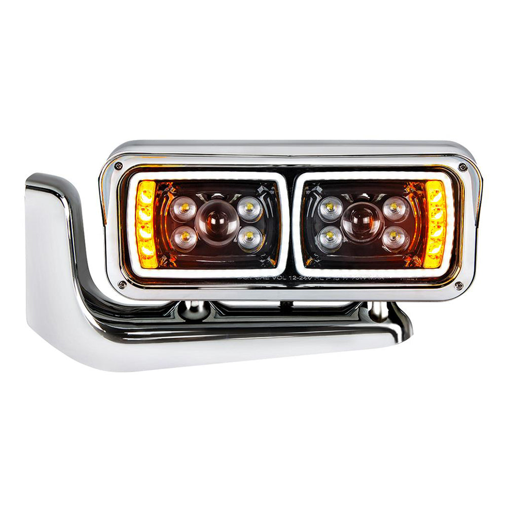 Peterbilt 359, 379, 389 High Power Blackout LED Projection Headlight with Mounting Arm