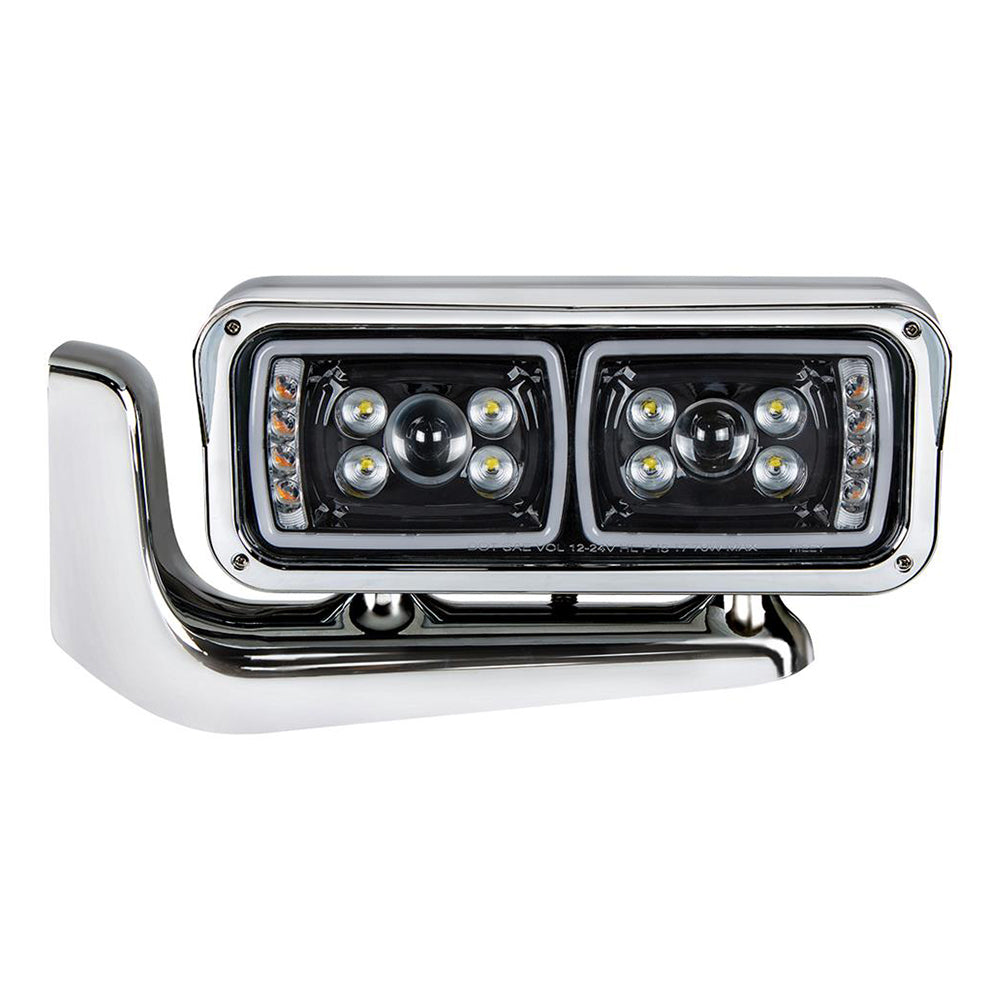 Peterbilt 359, 379, 389 High Power Blackout LED Projection Headlight with Mounting Arm