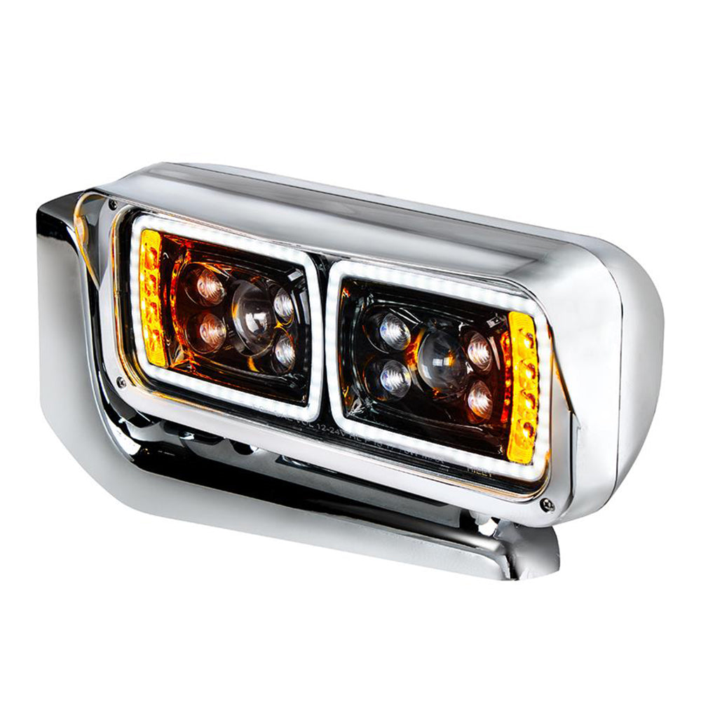 Peterbilt 359, 379, 389 High Power Blackout LED Projection Headlight with Mounting Arm