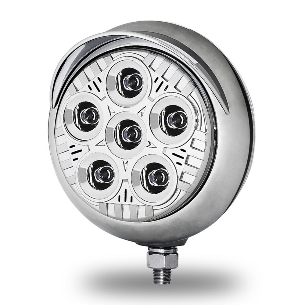 5" 6 LED Chrome/Black Work Light with Visor and Heatsink Technology