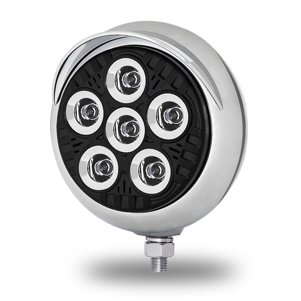 5" 6 LED Chrome/Black Work Light with Visor and Heatsink Technology