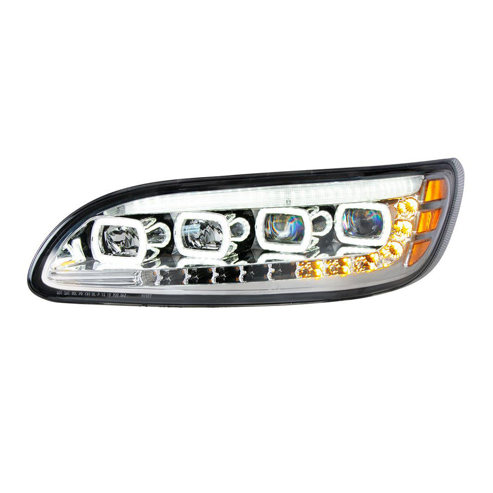 Peterbilt Chrome Quad-LED Headlight w/ LED Position & Seq Signal