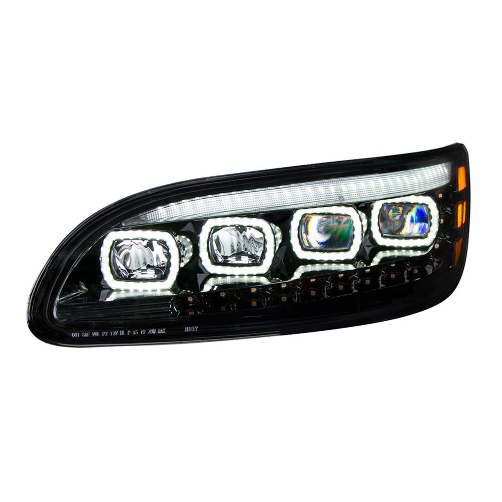 Peterbilt Black Quad-LED Headlight With LED Position & Sequential Signal