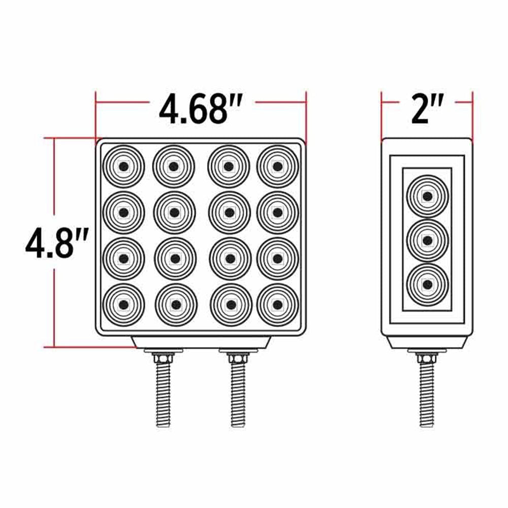 4" Square Dual Revolution Double Face LED Light