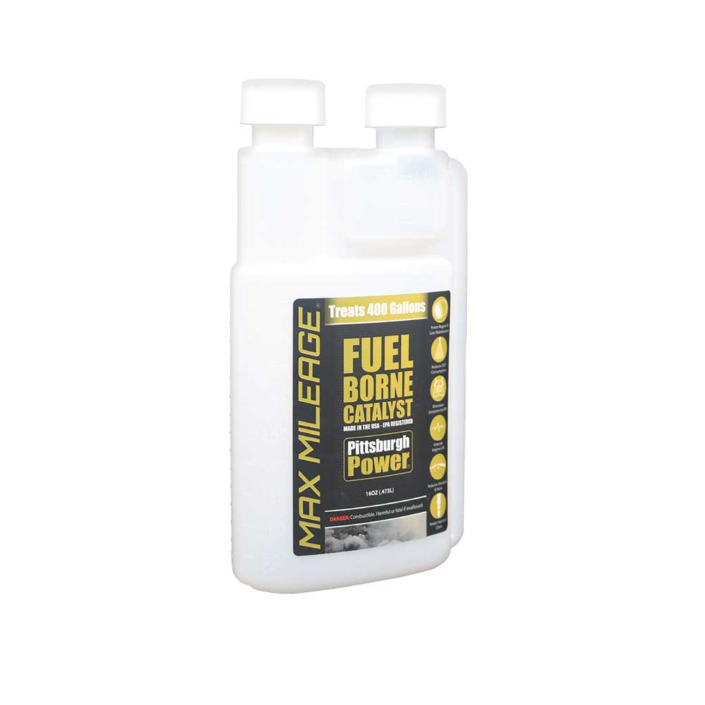 Max Mileage Fuel Borne Catalyst in a 16 ounce Measuring Bottle