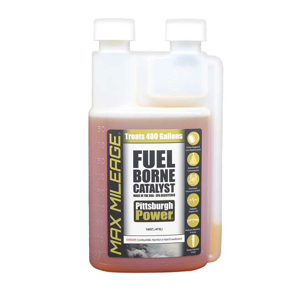 Max Mileage Fuel Borne Catalyst in a 16 ounce Measuring Bottle