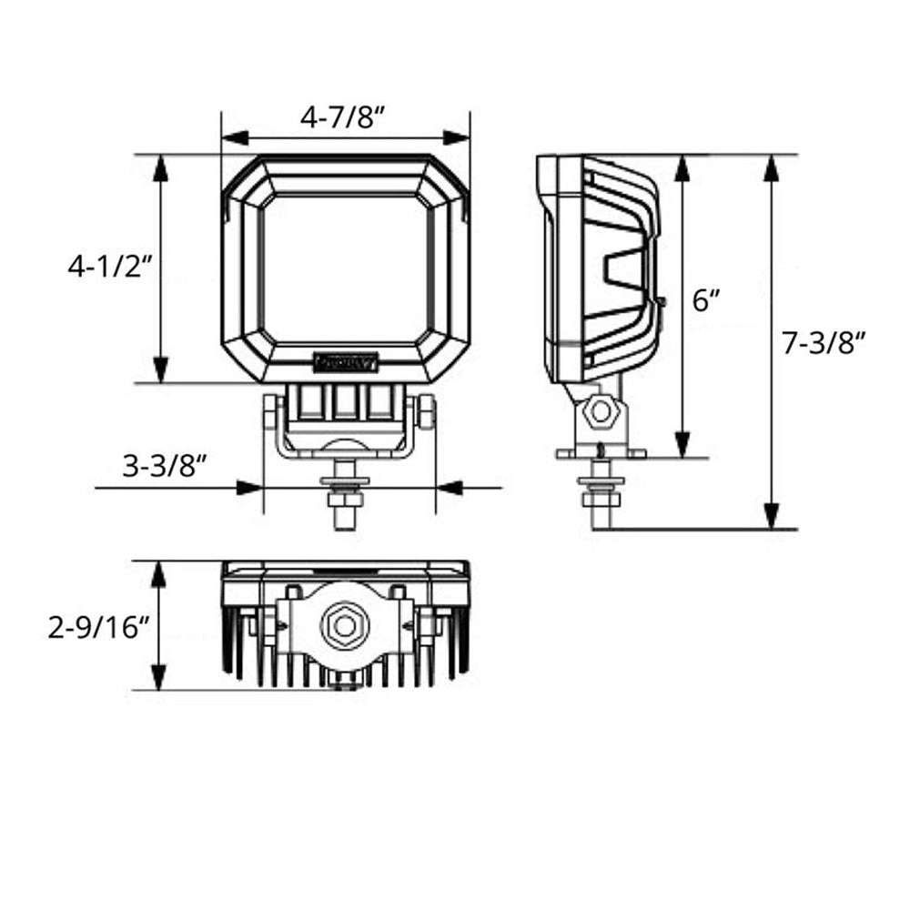 4-1/2" Square 5 LED Work Light with Heated Lens