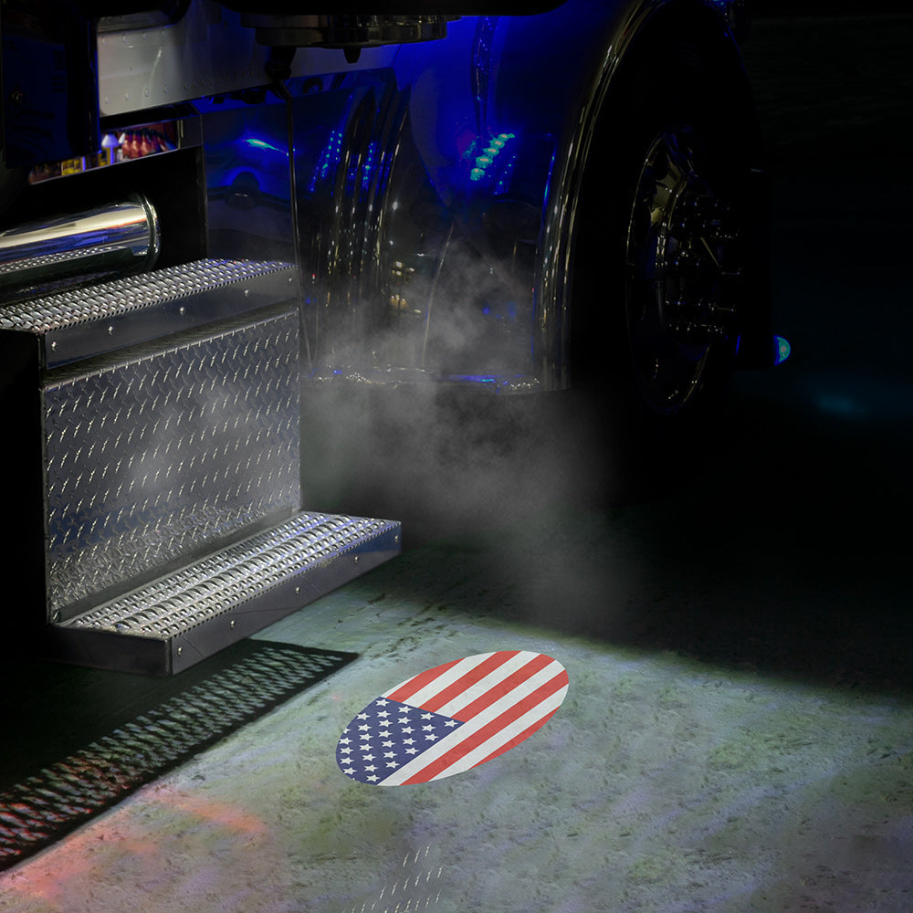 Kenworth, Peterbilt Oval USA Flag Projector LED Door Light