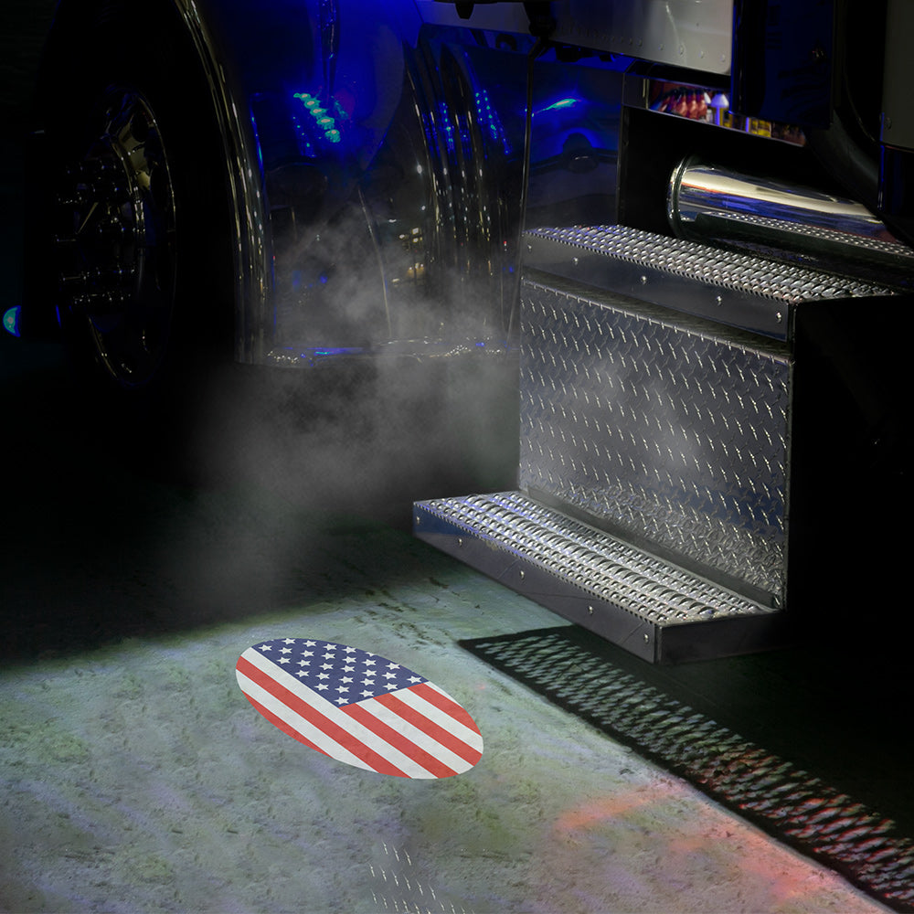 Kenworth, Peterbilt Oval USA Flag Projector LED Door Light
