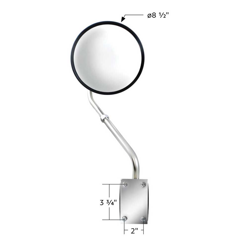 8-1/2" Stainless Steel Hood Mount Convex Mirror