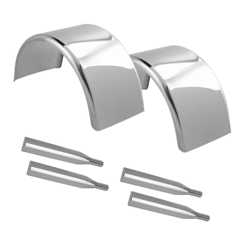 100" 430 Stainless Steel Ultimate Low Single Axle Fenders with Mounting Kit