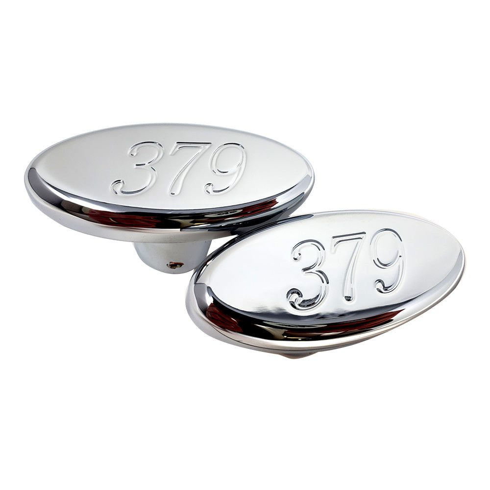 Chrome Peterbilt 379 Oval Tractor/Trailer Knobs-Thread On