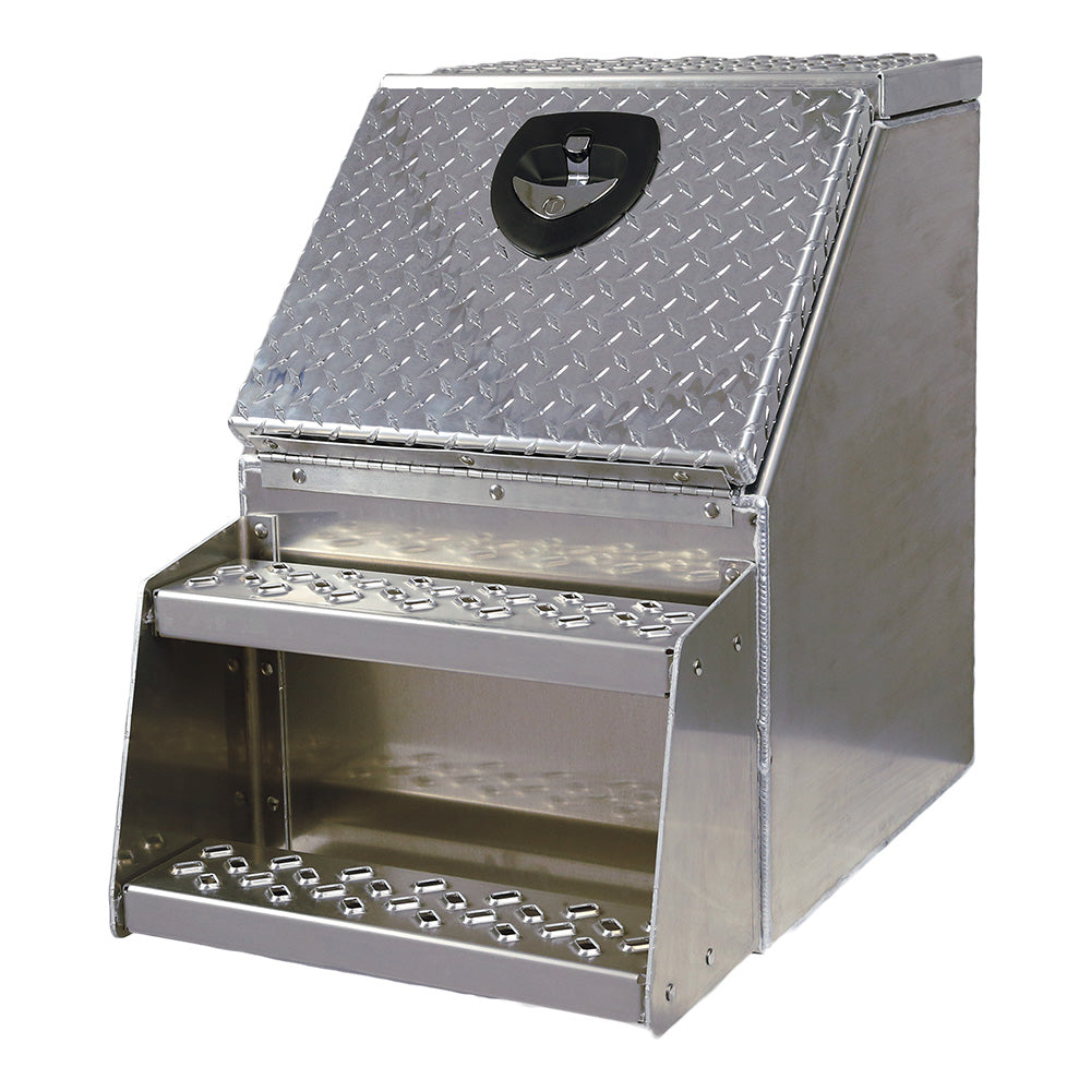 24" Aluminum Step Box with Diamond Plate Door and Steps