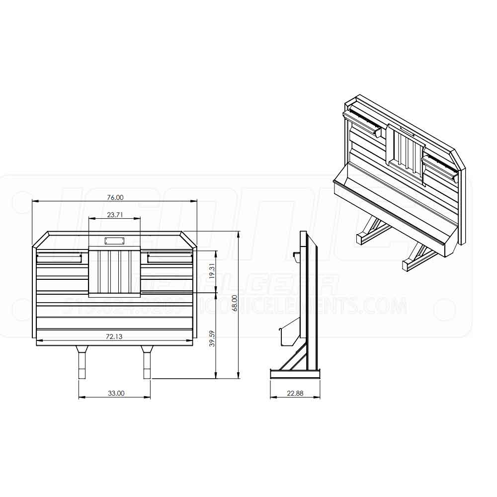 76" x 68" Cab Rack with Single Chain Tray