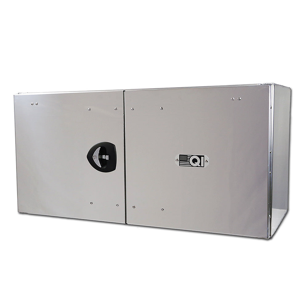 24" x 24" x 72" Aluminum Box with Polished Barn Doors with Gas Shocks - Driver Side