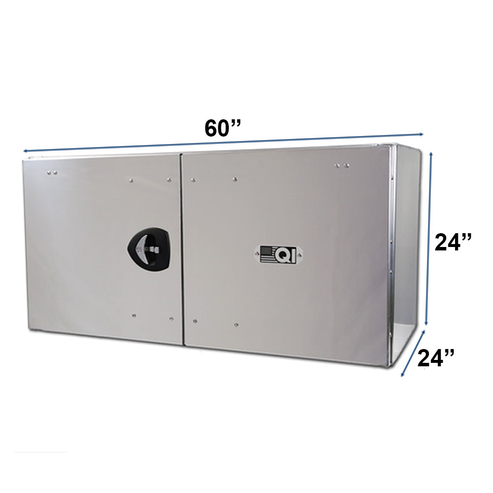 24" x 24" x 60" Aluminum Box with Diamond Barn Doors with Gas Shocks, Driver Side