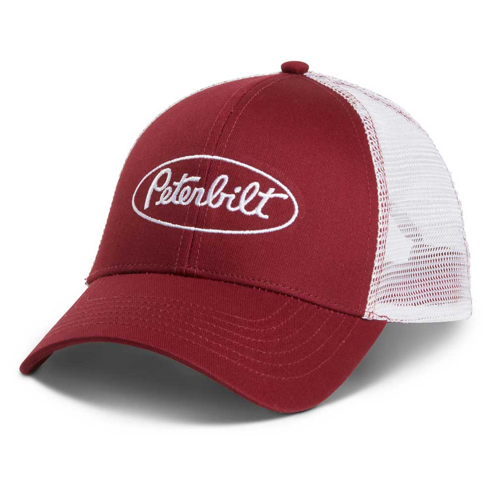 Peterbilt Maroon, White Mesh Hat