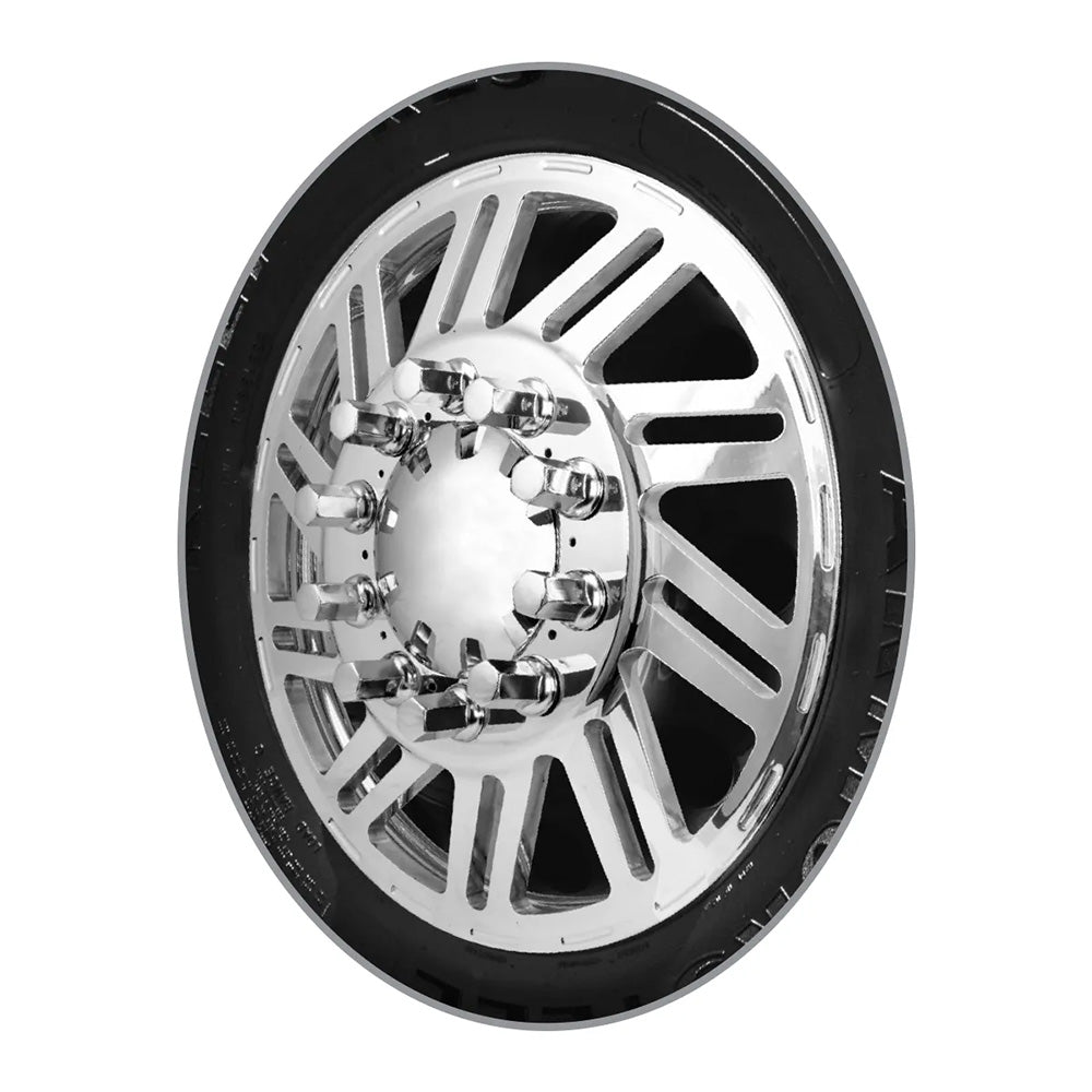 33mm x 2-1/2" Chrome Steel Flat Top Hat Hex with Flange Lug Nut Cover - Push On