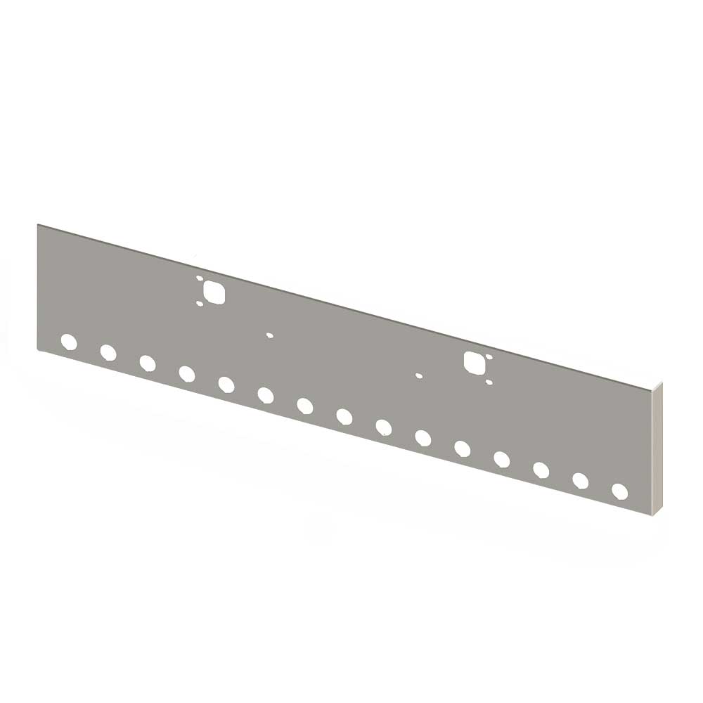 20" Kenworth W900B, W900L Boxed End Chrome Bumper with Fifteen 2" Light Cutouts and Tow Holes