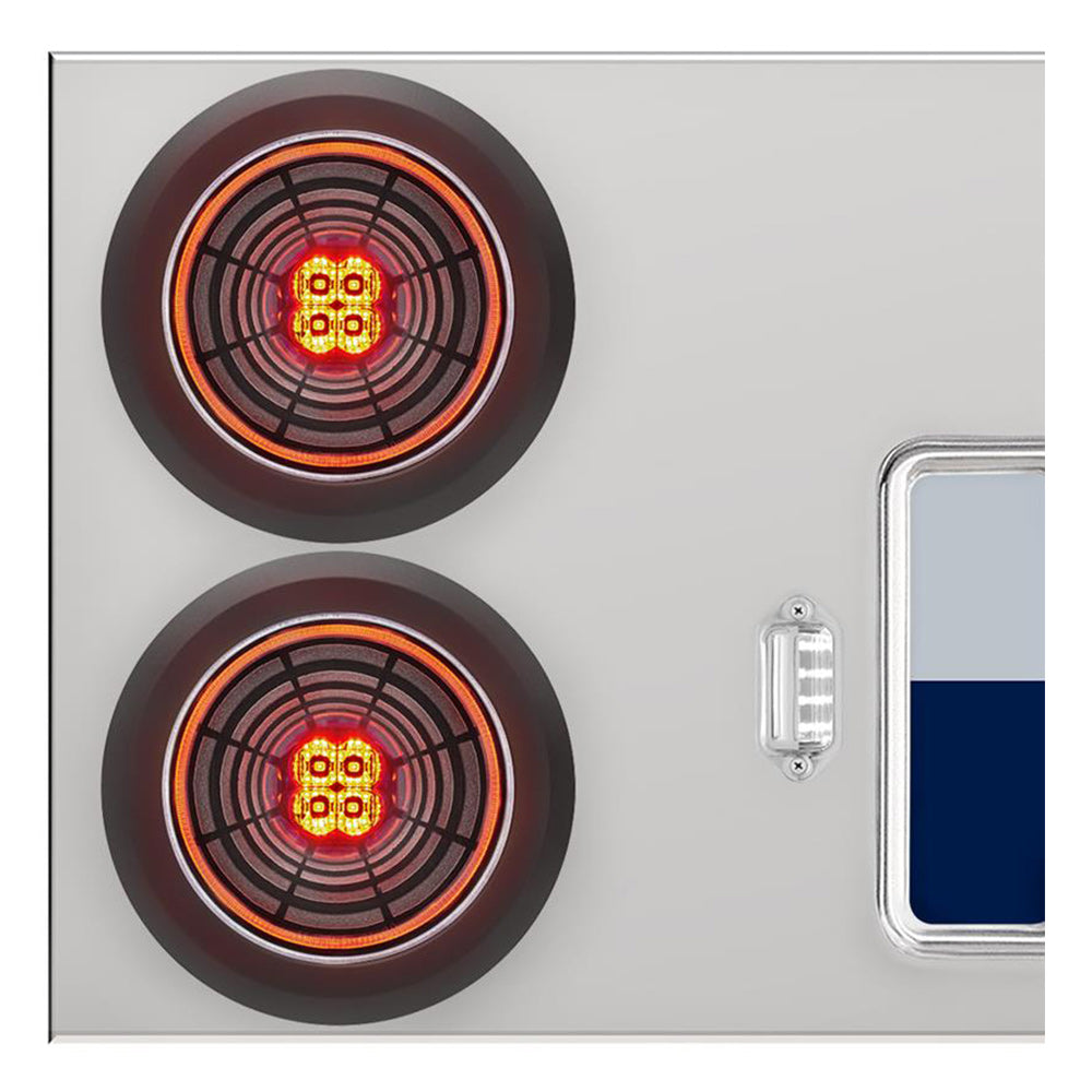 Stainless Steel Center Panel with 4" Red Abyss 13 LED with Black Grommet, License Frame and LED Light