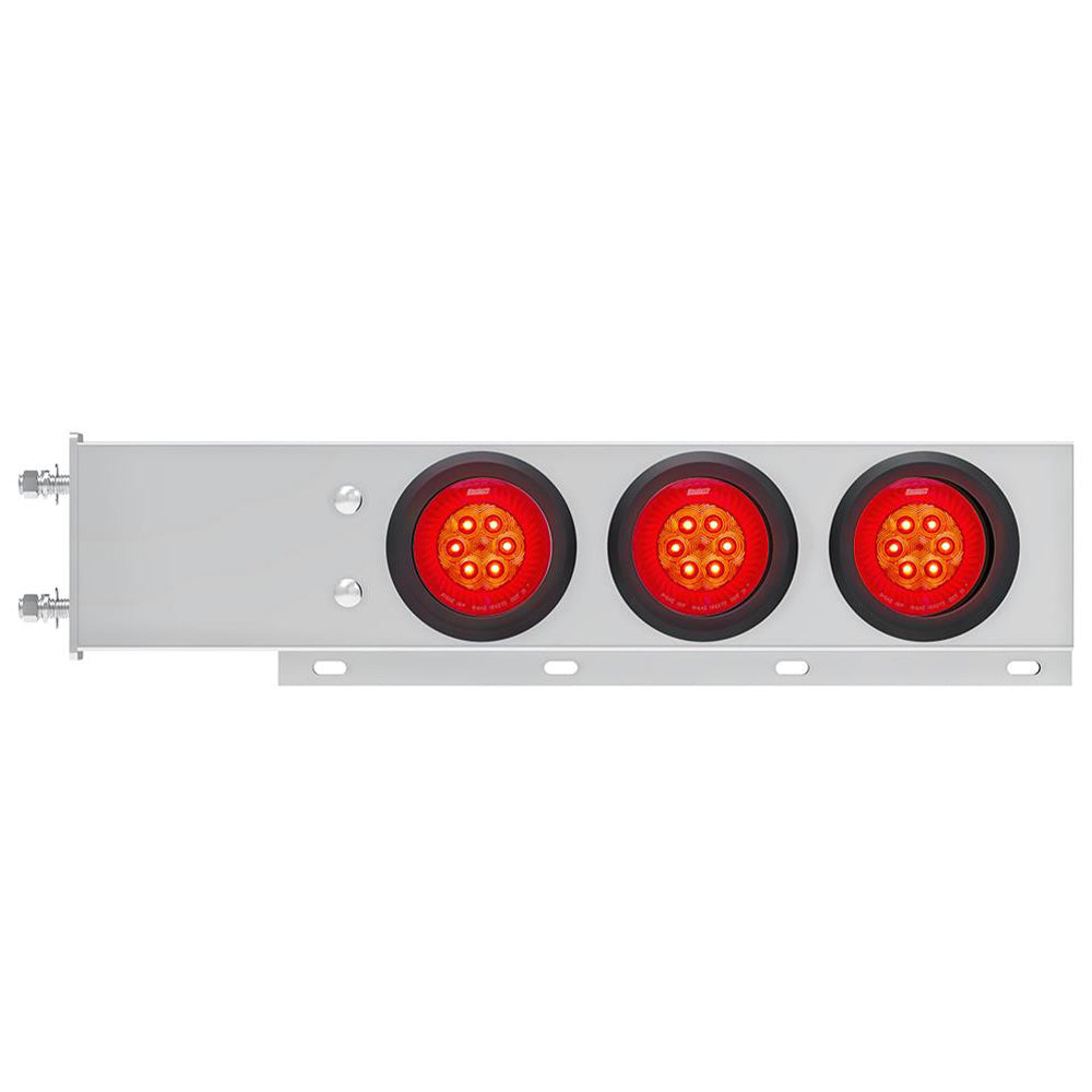 Stainless Steel Rear Light Bars with Six 4" Turbine 16 LED Lights with Grommet, 3-3/4" Bolt Spacing