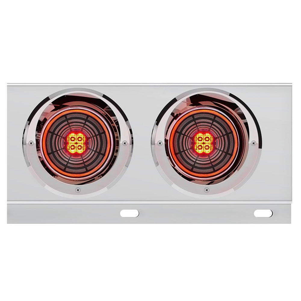 Stainless Steel Rear Light Bars with Six 4" Abyss 13 LED Lights with Visor, 3-3/4" Bolt Spacing