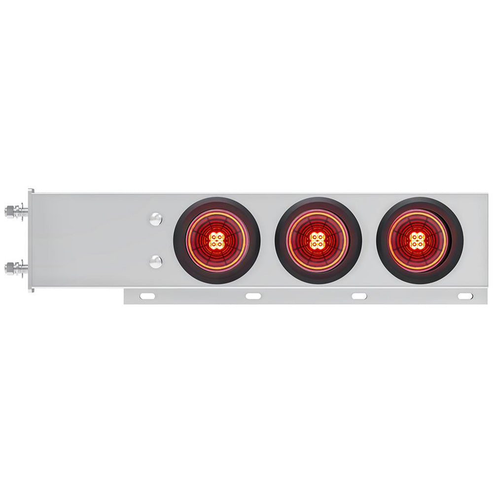 Stainless Steel Rear Light Bars with Six 4" Abyss 13 LED Lights with Grommet, 3-3/4" Bolt Spacing