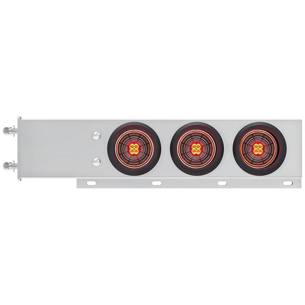 Stainless Steel Rear Light Bars with Six 4" Abyss 13 LED Lights with Grommet, 3-3/4" Bolt Spacing