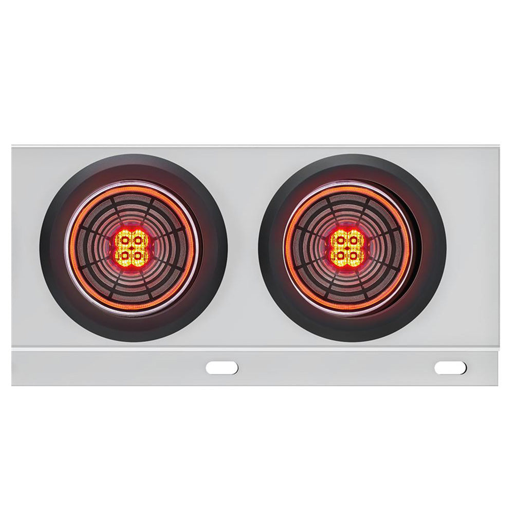 Stainless Steel Rear Light Bars with Six 4" Abyss 13 LED Lights with Grommet, 3-3/4" Bolt Spacing