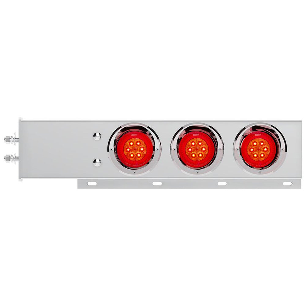 Stainless Steel Rear Light Bars with Six 4" Turbine 16 LED Lights with Visor, 2" Bolt Spacing
