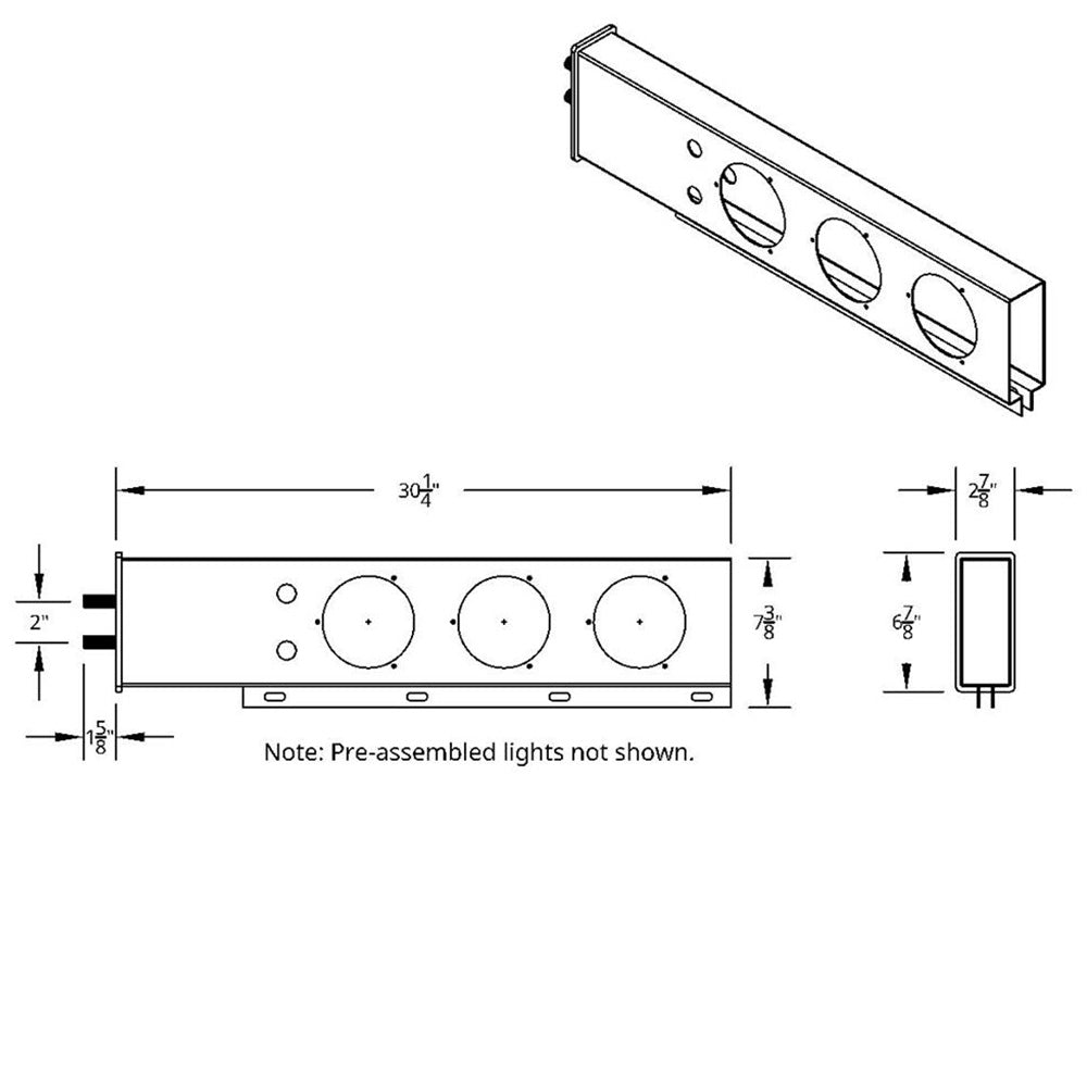 Stainless Steel Rear Light Bars with Six 4" Abyss 13 LED Lights with Visor, 2" Bolt Spacing
