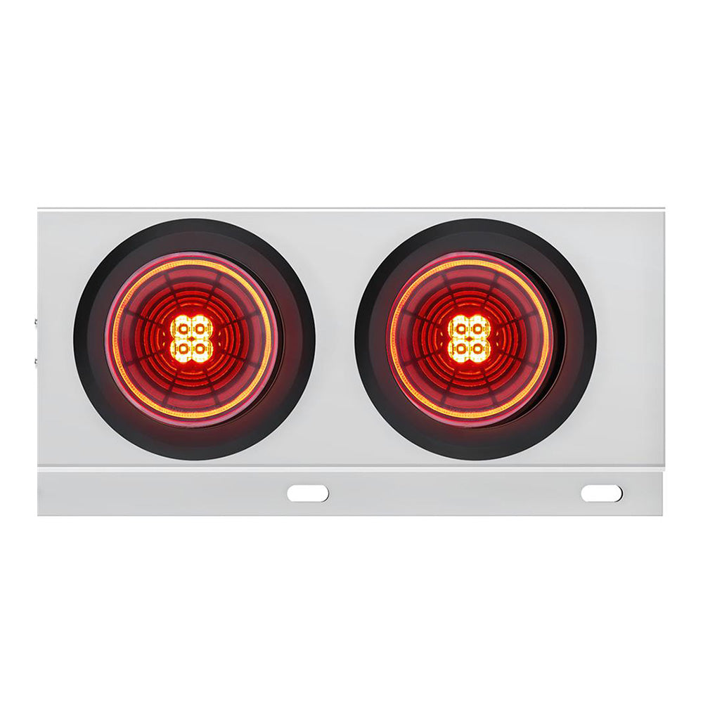 Stainless Steel Rear Light Bars with Six 4" Abyss 13 LED Lights with Grommet, 2" Bolt Spacing