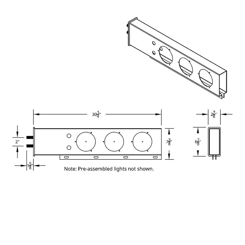Stainless Steel Rear Light Bars with Six 4" Abyss 13 LED Lights with Grommet, 2" Bolt Spacing