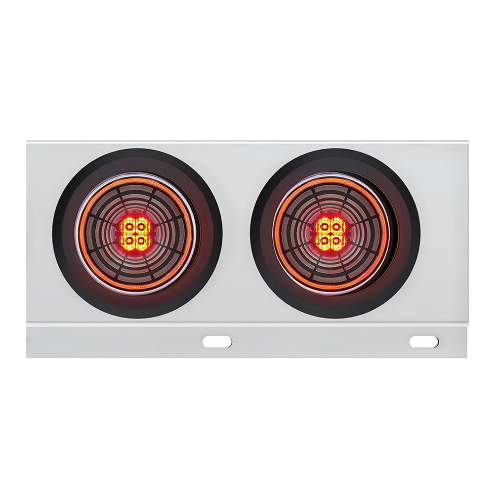 Stainless Steel Rear Light Bars with Six 4" Abyss 13 LED Lights with Grommet, 2" Bolt Spacing