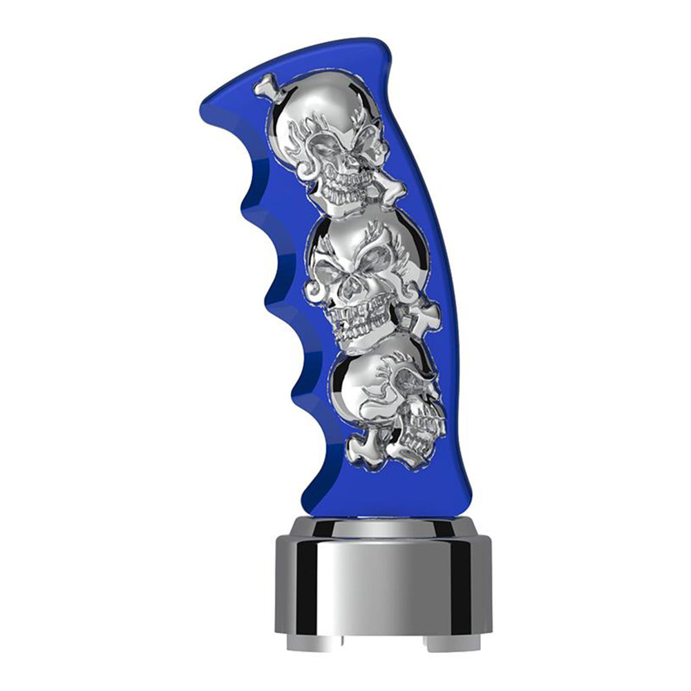 Pistol Grip Gearshift Knob with Chrome Skulls and 9/10 Adapter - Thread On