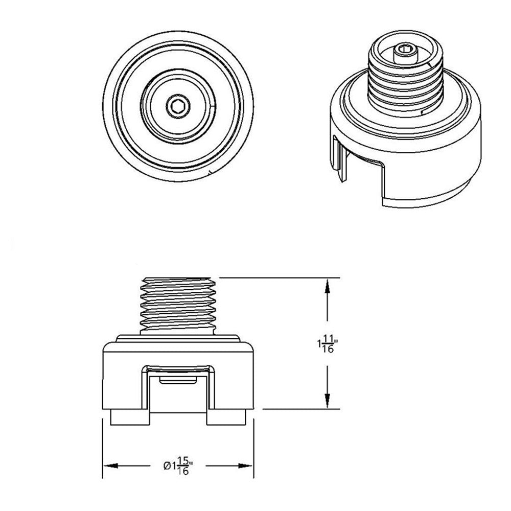 M30X3.5 Thread-On Gearshift Knob Chrome Mounting Adapter For Eaton Fuller Style 9/10 Speed - Vertical